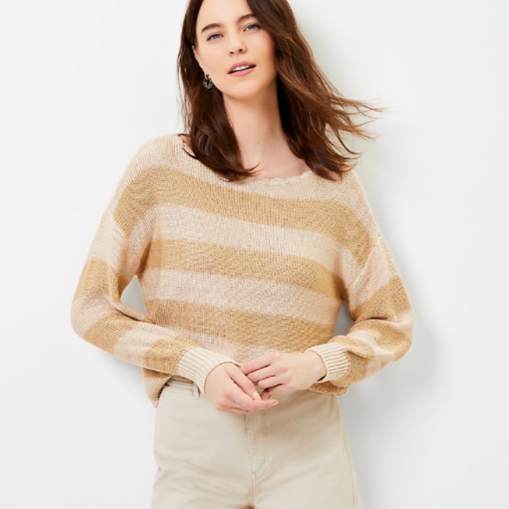 NWT LOFT Women's Striped Boatneck Sweater‎